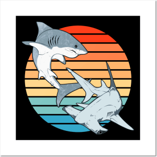 Hammerhead and Great White Shark Posters and Art